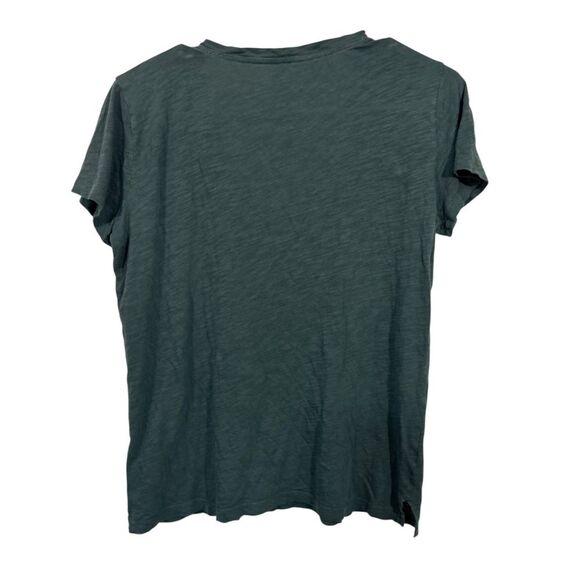 Madewell Pine Green 100% Cotton Burnout V-Neck Short Sleeve T-Shirt - Picture 2 of 5